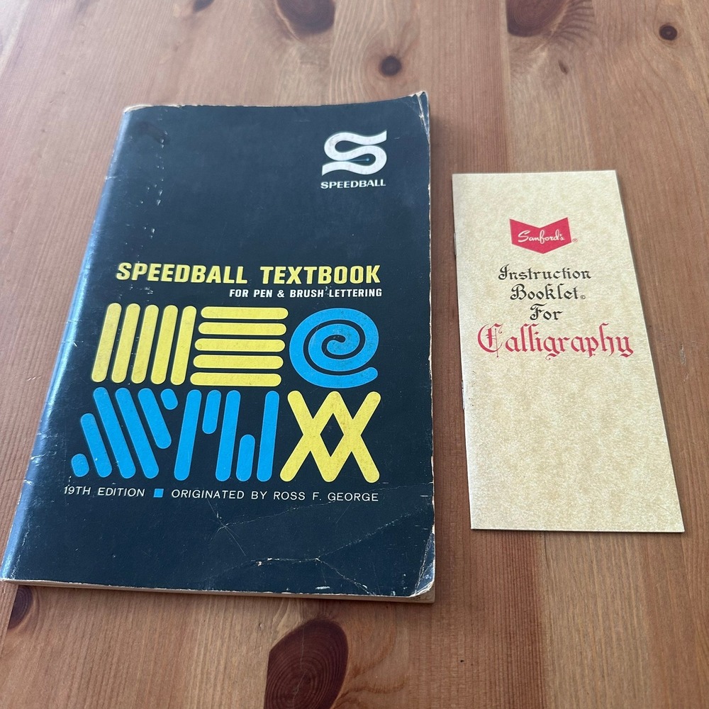 Vintage Speedball Textbook 19th Edition & Sanford Calligraphy Booklet Set